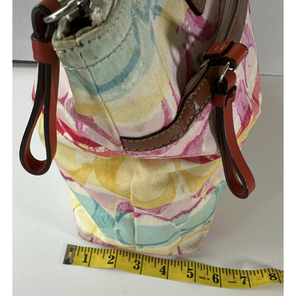 Coach Hampton Watercolor Scribble Handbag Tote Striped Shoulder Bag Purse 11756 - Picture 14 of 16